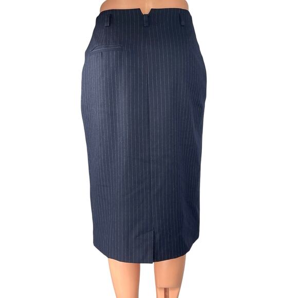 Paul Stuart Women's Blue Wool Pinstripe Knee Length Straight Pencil Skirt Size S - Picture 3 of 5